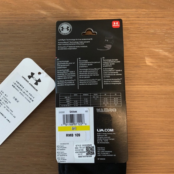 NWT Under Armour Run Cushion Black Sock - Picture 4 of 4